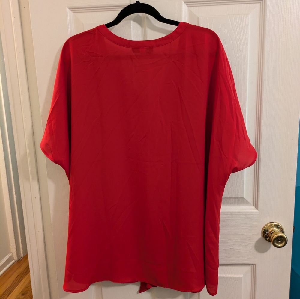 🔴3/$15 Lane Bryant red, tie front blouse, size 26 - Picture 8 of 11